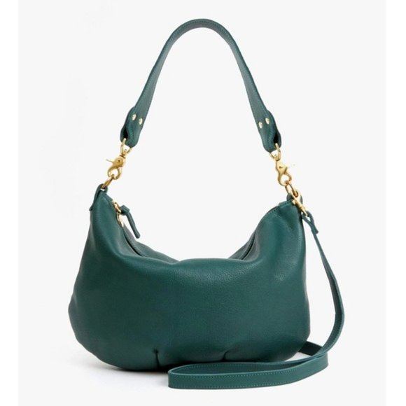 Clare V Handbags - Clare V. Moyen Messenger Convertible Bag NWT Deep Sea Pebble Leather Green